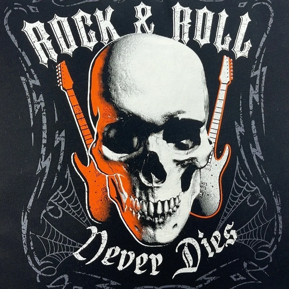 Homemade brand new T-shirt accent pillow. Rock and roll skull Halloween orange